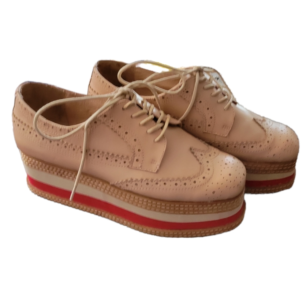 Jeffrey Campbell striped platform brogue oxford- pink